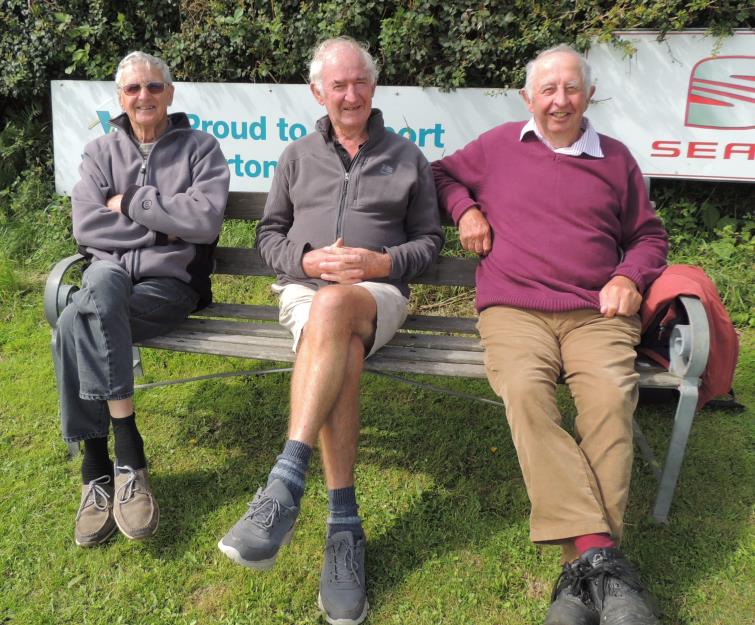 Colin Phillips  with old cricketing chums Brian Griffiths and  Dai Davies